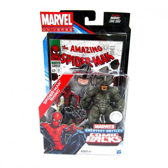 Hasbro Marvel Universe Spider-Man & Rhino Exclusive Comic Pack 3 3/4" Action Figure 2-Pack Set